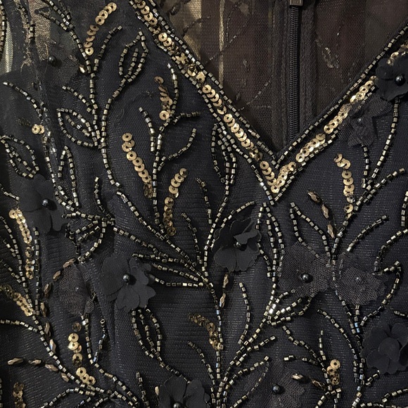 Beautiful Beaded Navy Blue Evening Gown - Picture 3 of 7